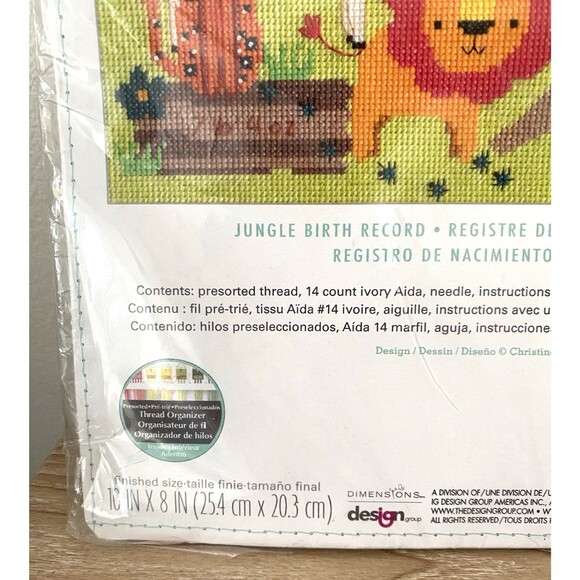 Dimensions Jungle Birth Record Cross Stitch Kit 10"x8" 70-35443 Open Package - Picture 4 of 6